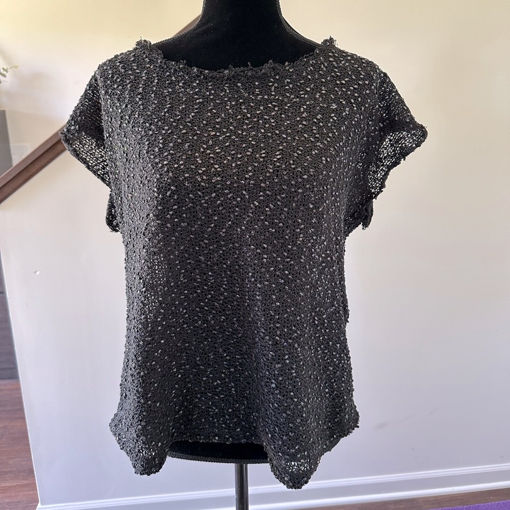 Women’s MNG Black Glitter Crochet Top